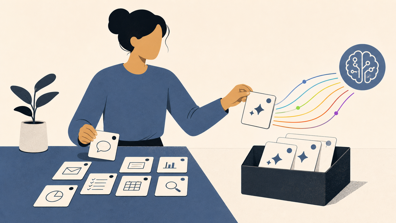AIが効く仕事を仕分ける人のイラスト