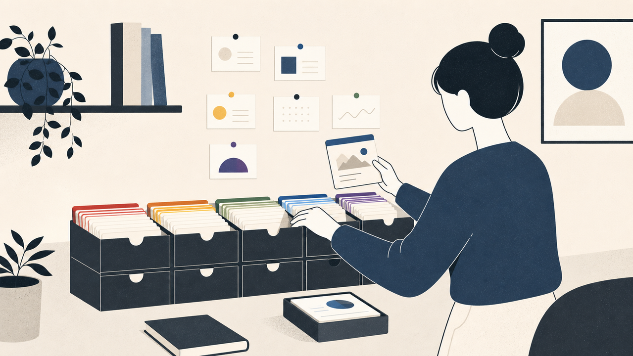 社内ナレッジを整理する人のイラスト