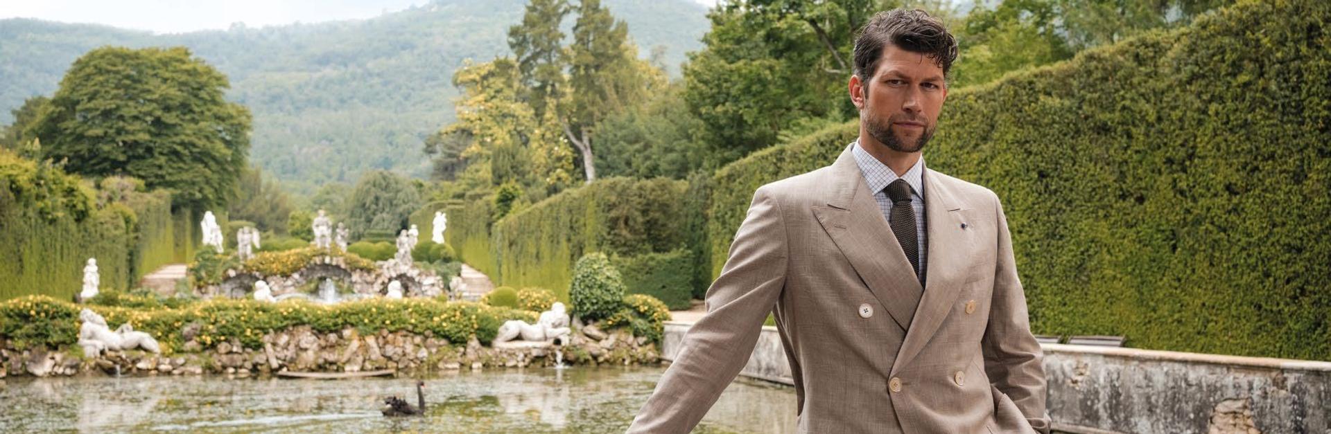 Man in beige suit.