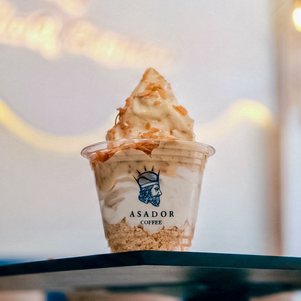 Soft Raffaello Ice Cream Sundae with Coconut White Chocolate and Crispy Feuilletine at Asador Coffee El Jadida