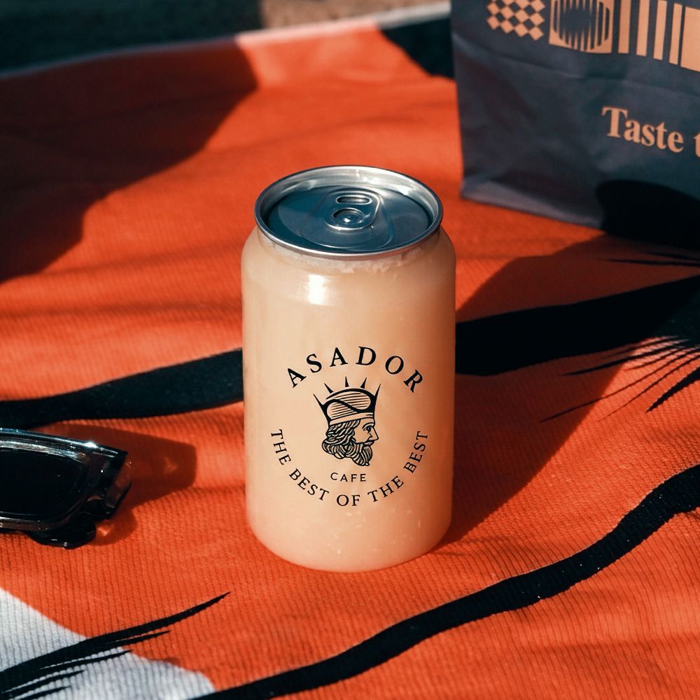 Frosty Piña Colada Tropical Beverage in Clear Pop-Top Can at Asador Coffee El Jadida