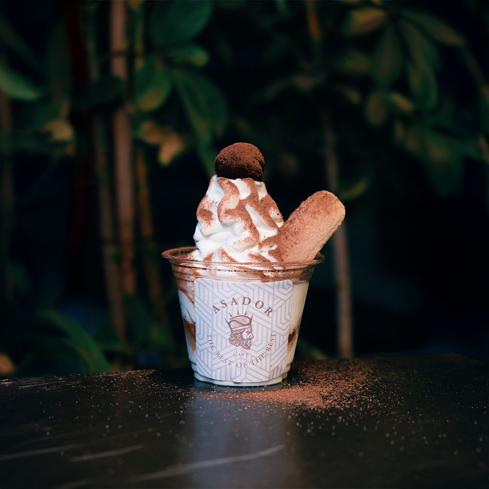 Soft Ice Cream Tiramisu Sundae with Cocoa Powder Ladyfinger Biscuit and Chocolate Truffle at Asador Coffee El Jadida