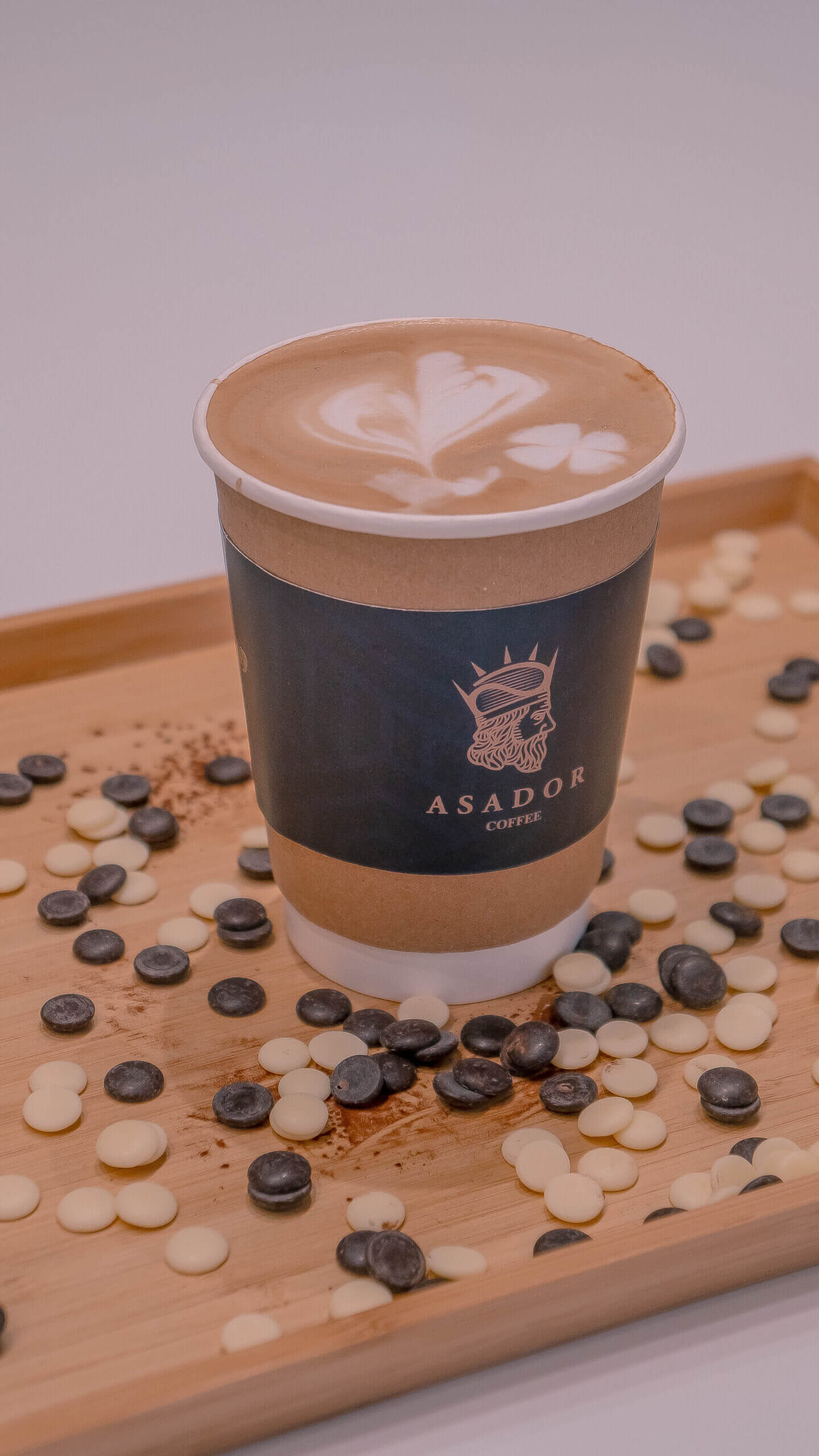 Hot Mocha Latte with Latte Art and Real Chocolate Chips at Asador Coffee El Jadida