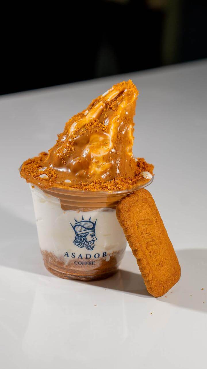 Soft Crunchy Biscoff Ice Cream Sundae with Lotus Spread and Biscuit Topping at Asador Coffee El Jadida