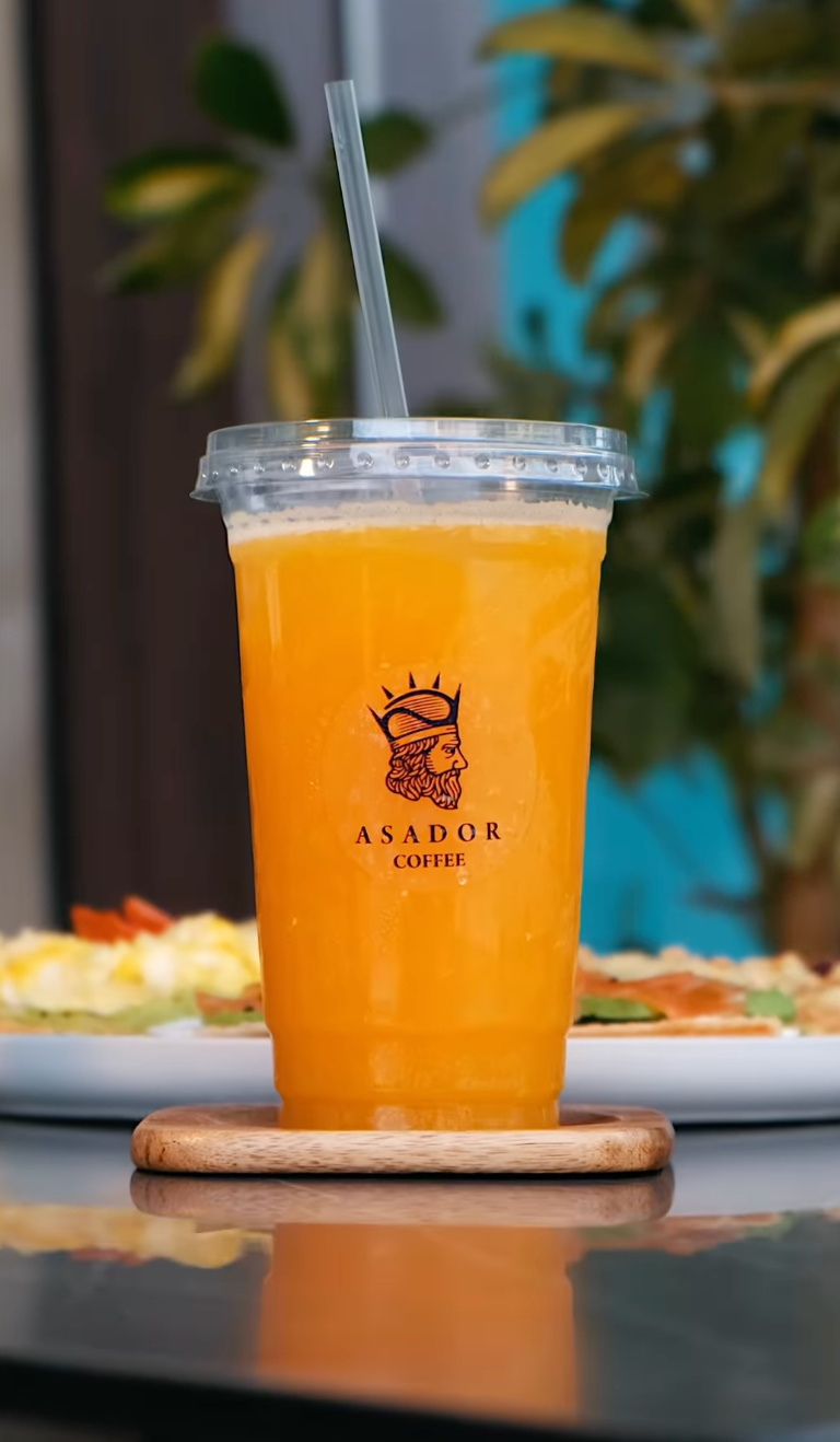 Freshly Squeezed Orange Juice Glass with Pulp at Asador Coffee El Jadida