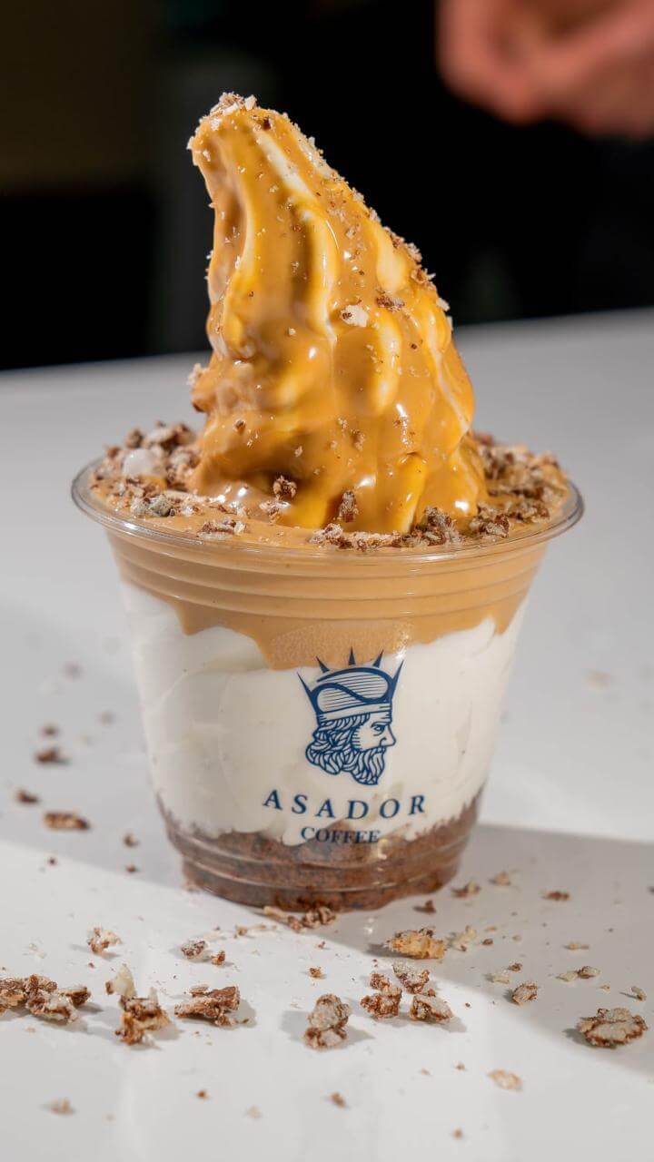 Ice Cream Bueno Sundae with Hazelnut Drizzle and Crispy Wafer Toppings at Asador Coffee El Jadida