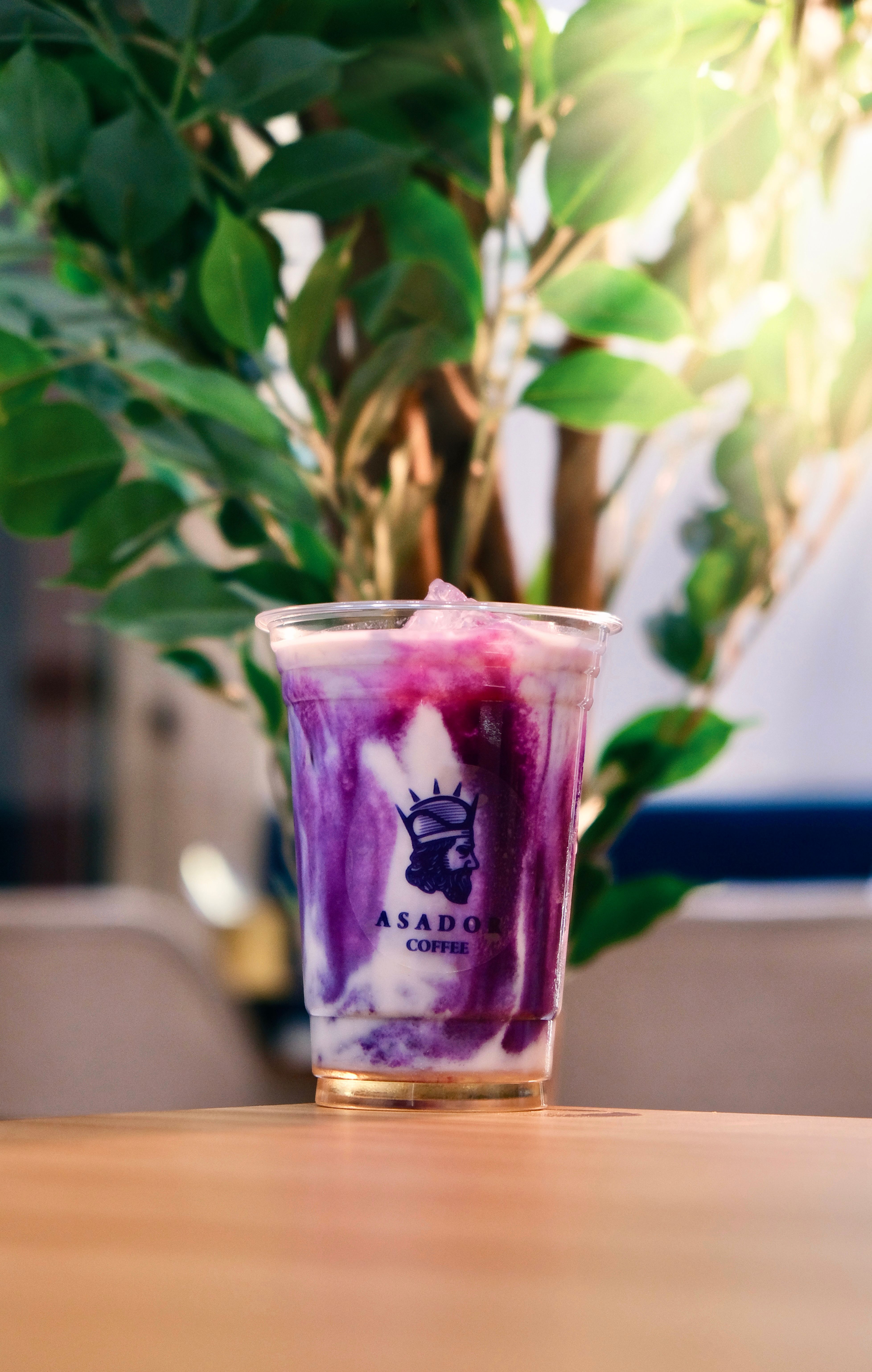 Purple Cloud Matcha Latte with Ube Foam at Asador Coffee El Jadida