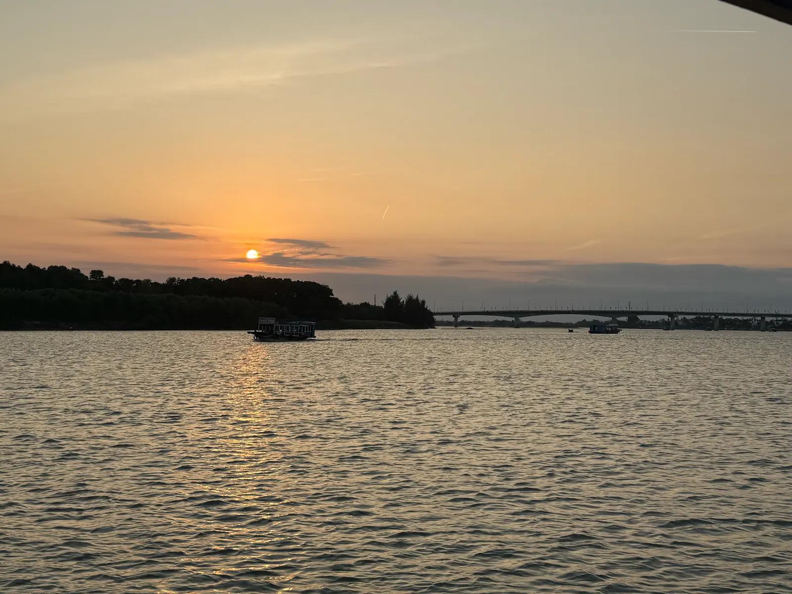 Thu Bon River beside Hoi An Ancient Town and historic waterfront