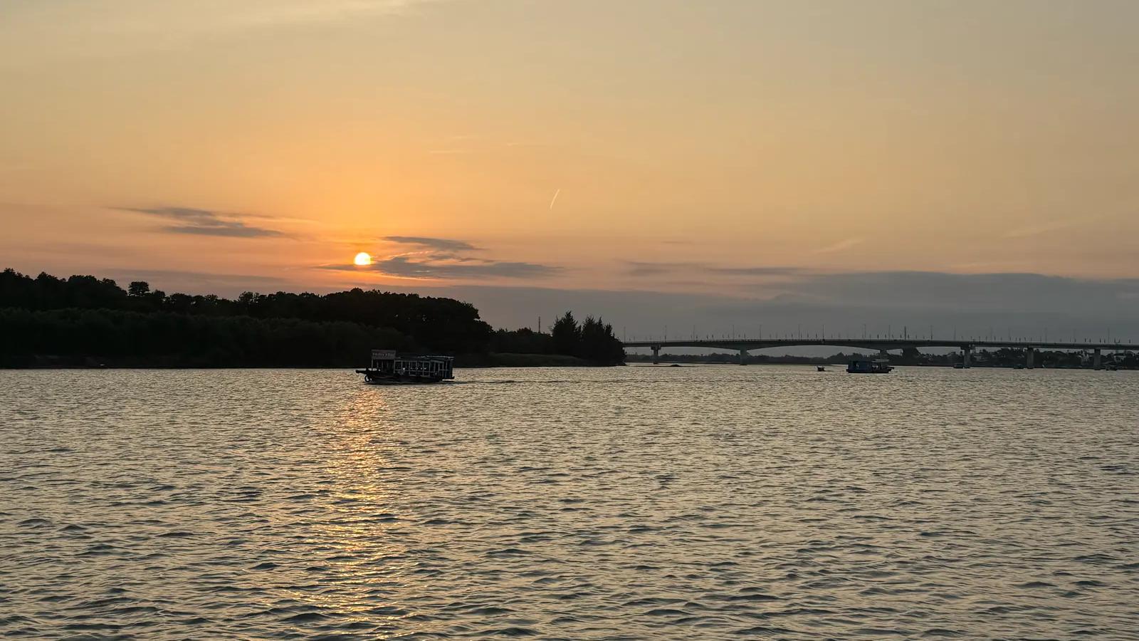 Thu Bon River beside Hoi An Ancient Town and historic waterfront