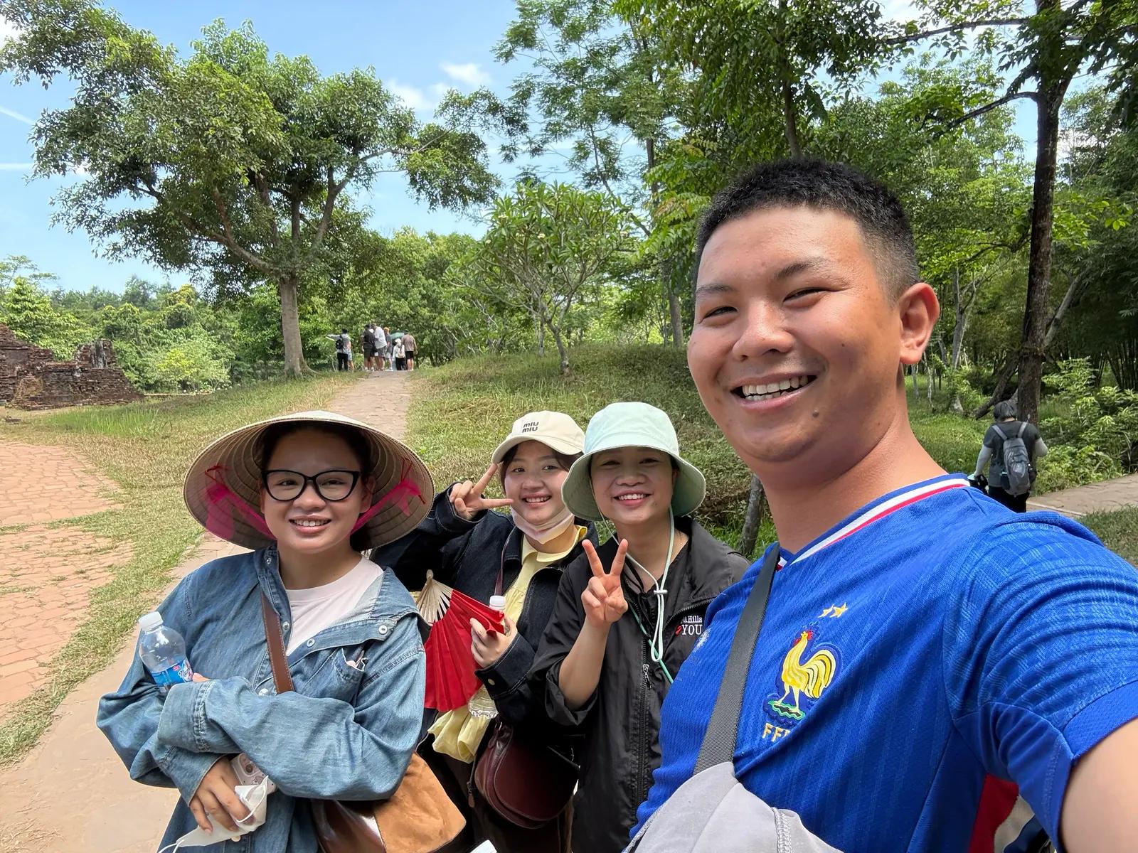 Tom with guests on the path into the My Son temple area