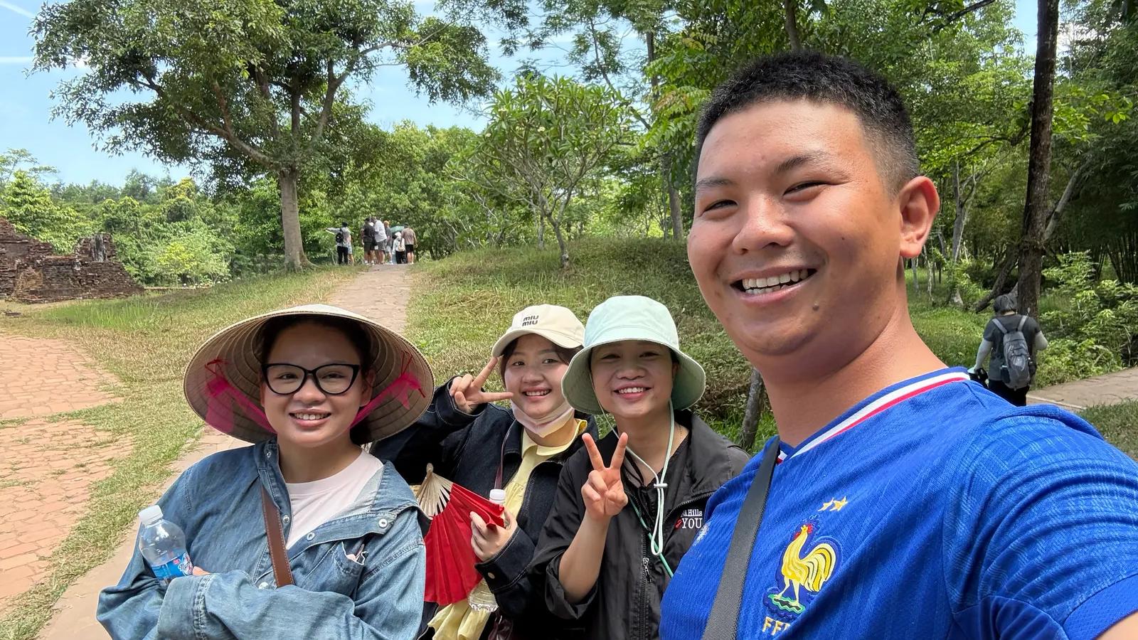 Tom with guests on the path into the My Son temple area