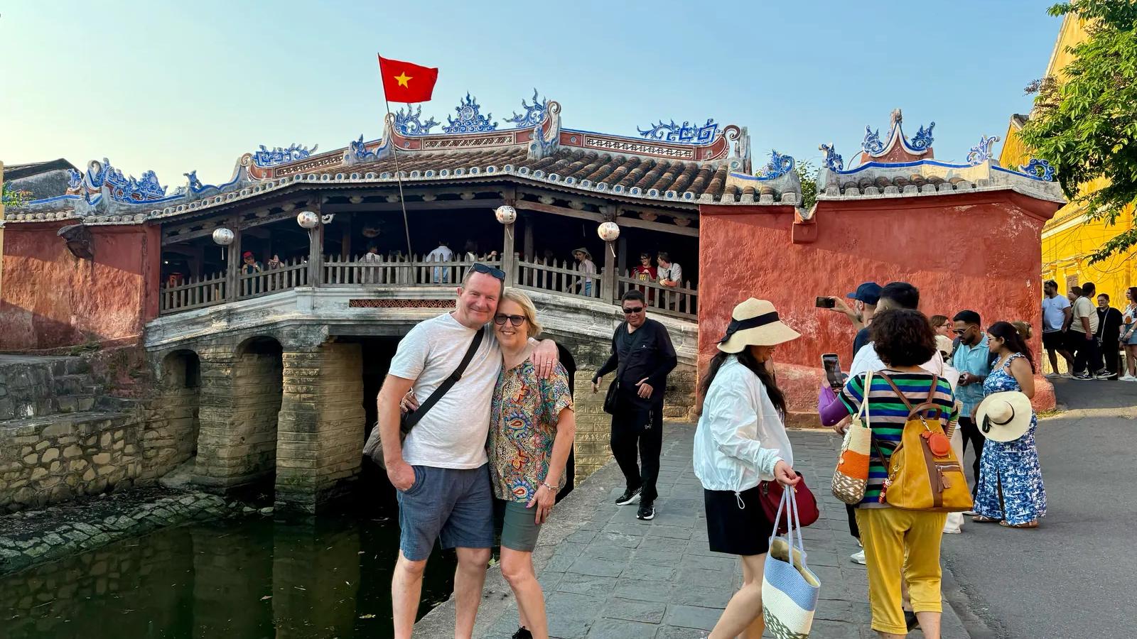 Japanese Covered Bridge with traditional tiled roof in Hoi An Ancient Town