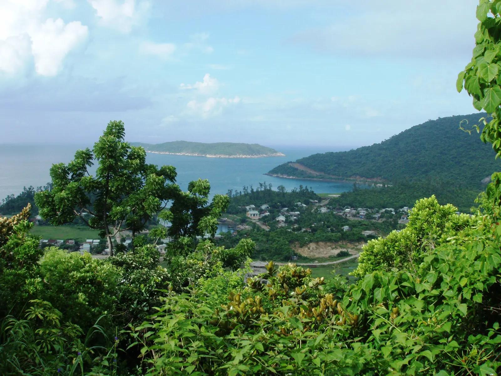 The fishing village of Cu Lao Cham seen from the hillside above the bay