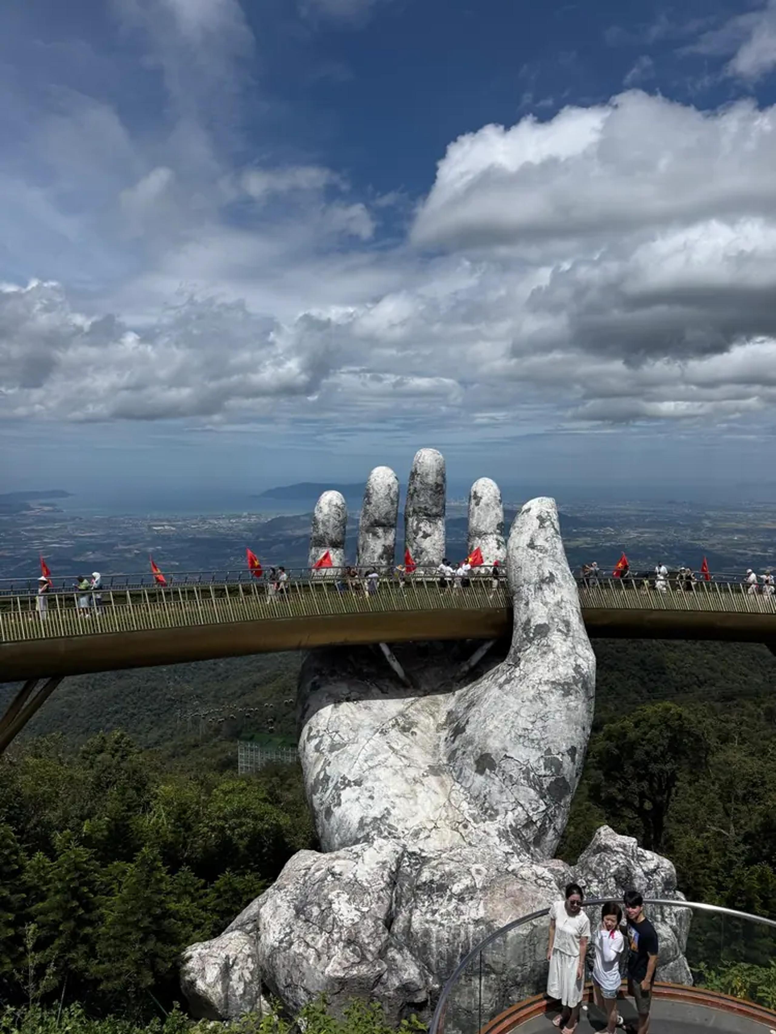 The Golden Bridge curving away below the summit at Ba Na Hills
