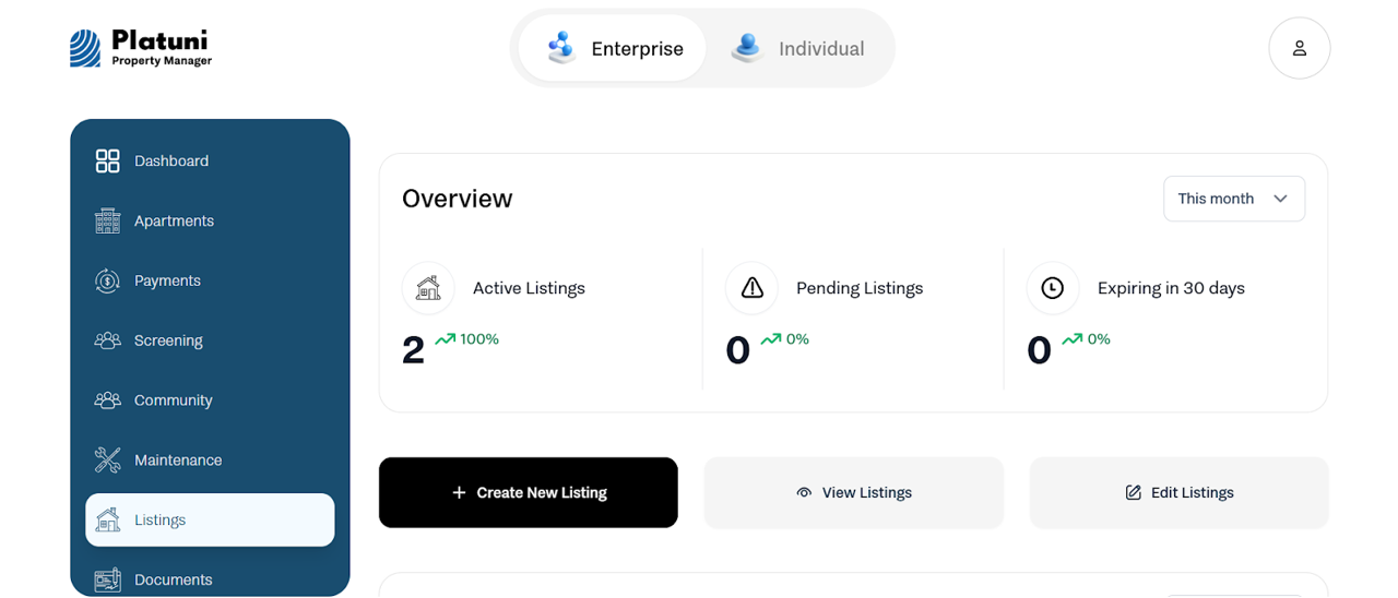 Listings Dashboard