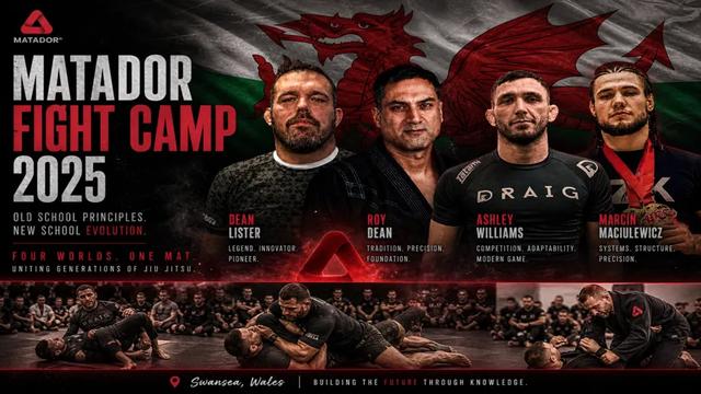 Matador Fight Camp Swansea Wales Brazilian Jiu Jitsu seminar featuring Dean Lister Roy Dean Ashley Williams and Marcin Maciulewicz