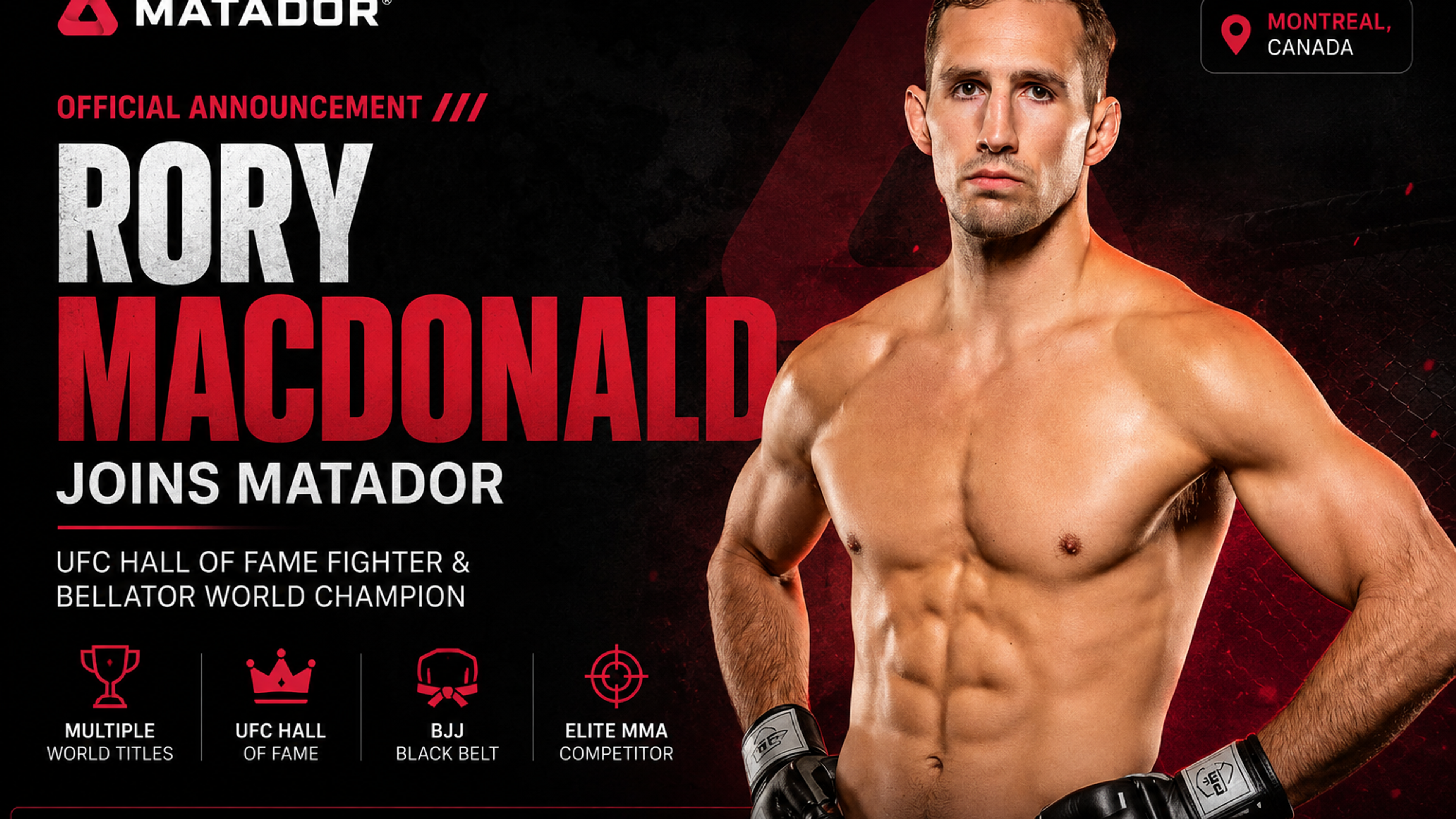 Rory MacDonald joining the Matador combat sports platform as a UFC and Bellator MMA athlete