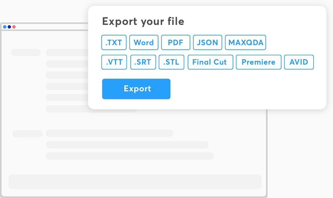Multiple export formats