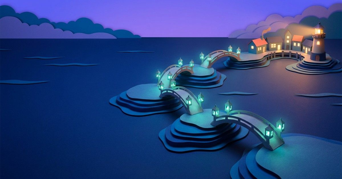 Paper-cut islands linked by lantern-lit bridges leading to a safe harbour: crisis escalation pathways