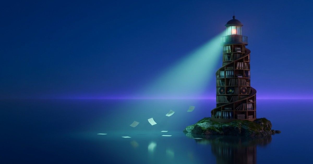 Lighthouse built from record shelves gently sweeping a calm sea at dusk: risk detection in mental health EHRs