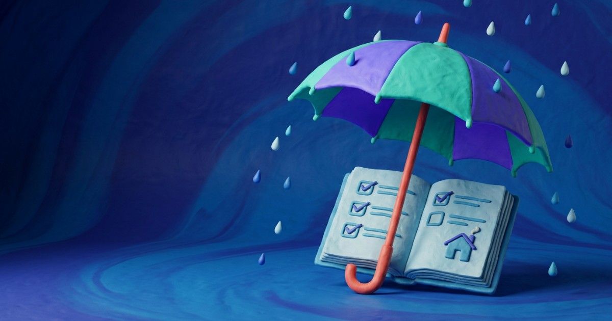 Clay umbrella sheltering an open checklist notebook from the rain: documenting safety plans in therapy