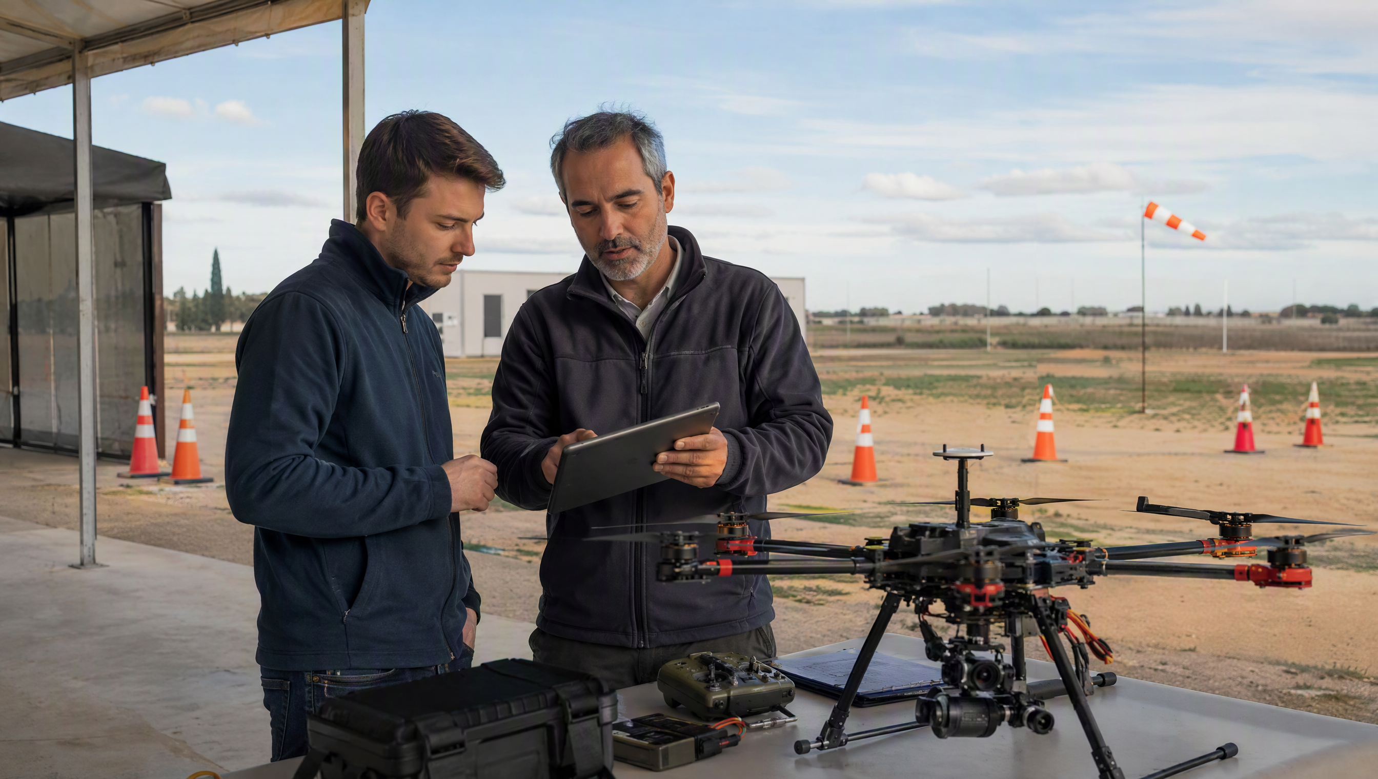 Piloto de drones revisando la normativa y la planificación de vuelo en España