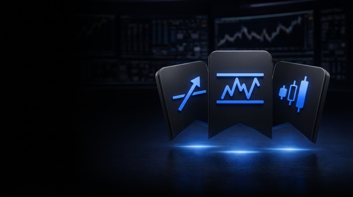 edgeful algo templates feature image showing 3 distinct cards of potential algo logos and bookmark outlines.