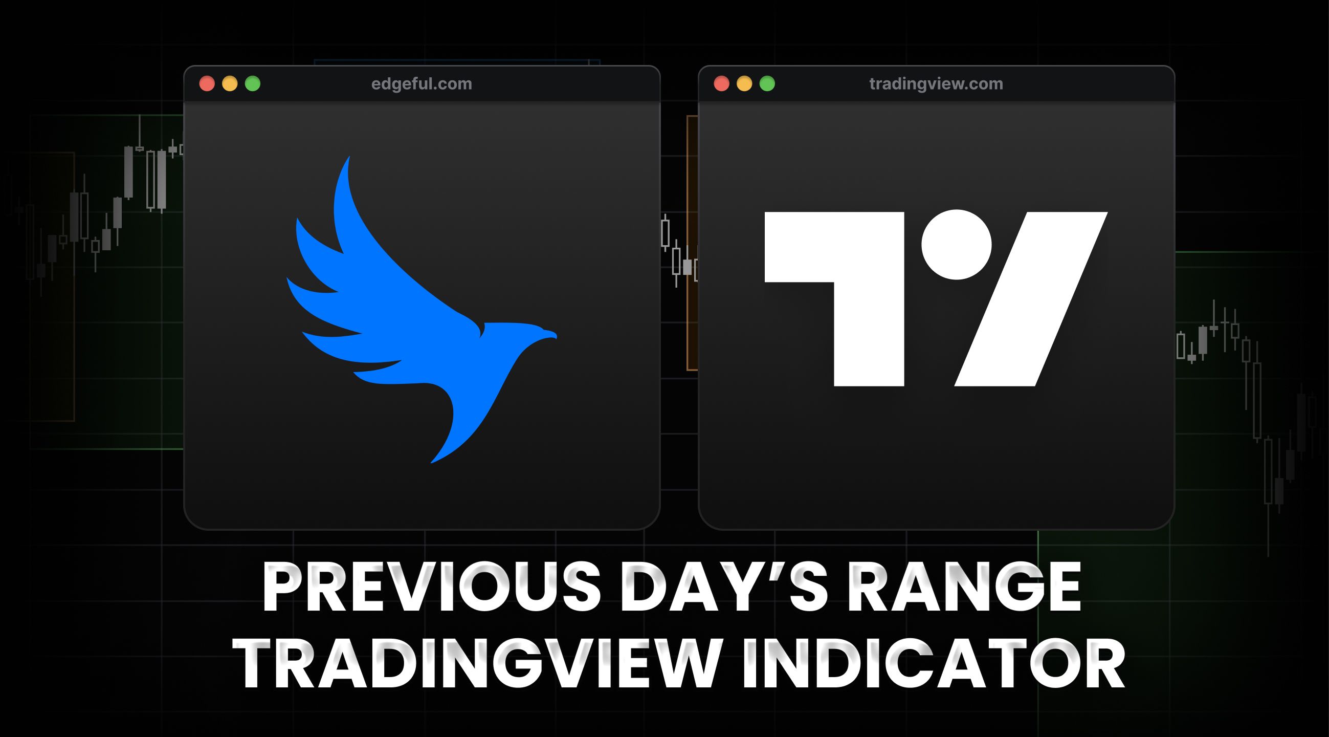 feature image with text of previous day's range indicator with edgeful logo and TradingView logo