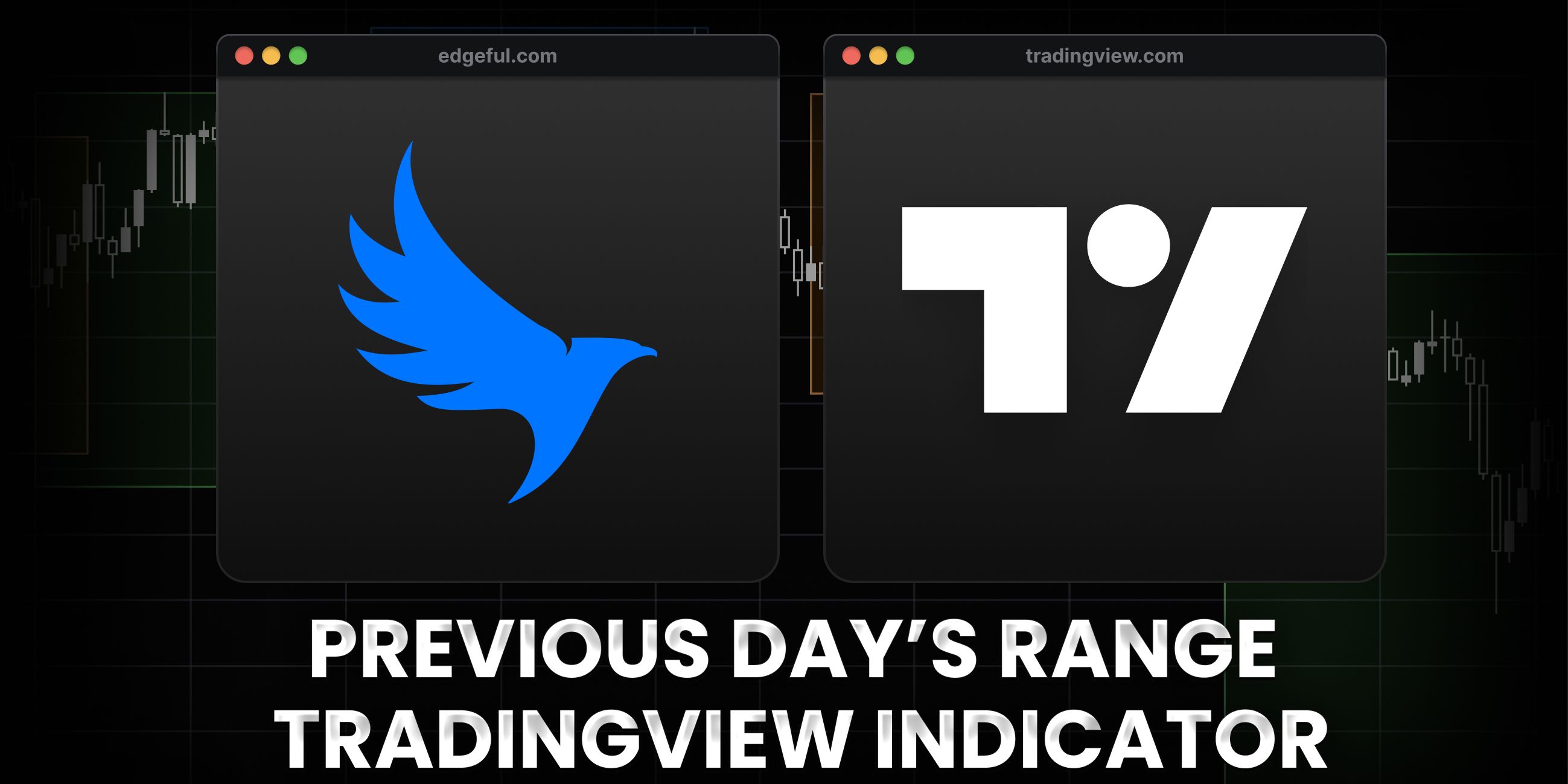 feature image with text of previous day's range indicator with edgeful logo and TradingView logo
