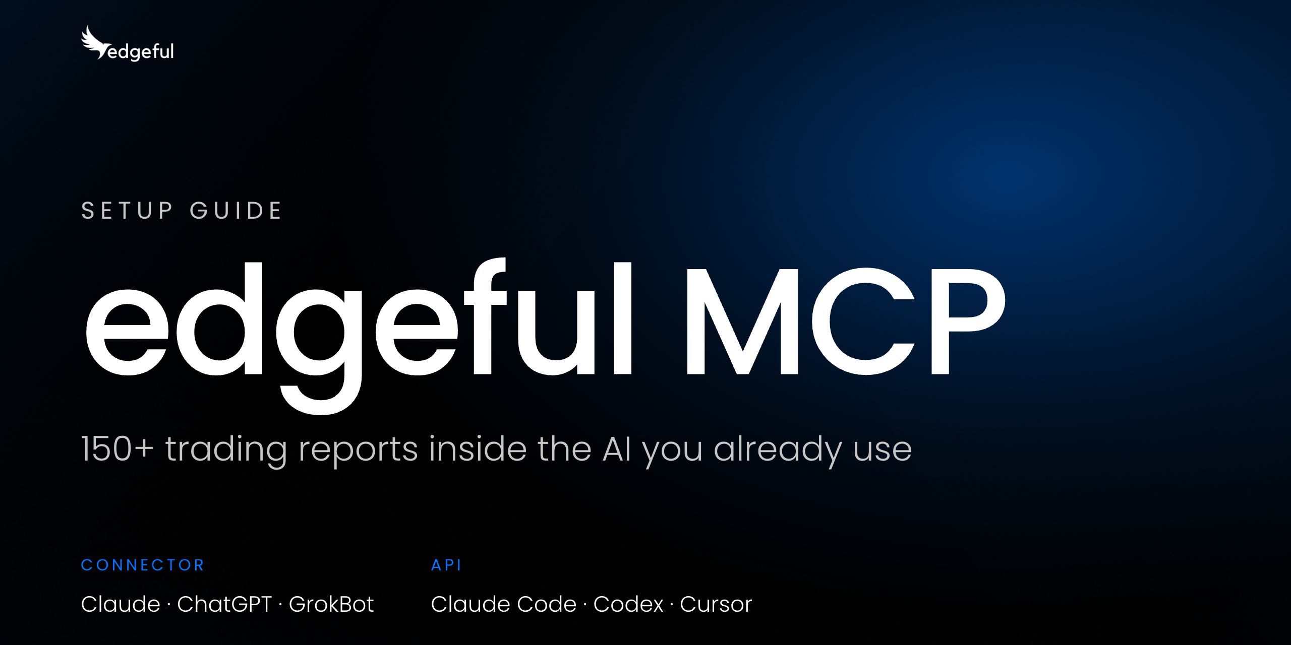 edgeful MCP server for Claude, ChatGPT, and GrokBot, with Claude Code, Codex, and Cursor on the edgeful API