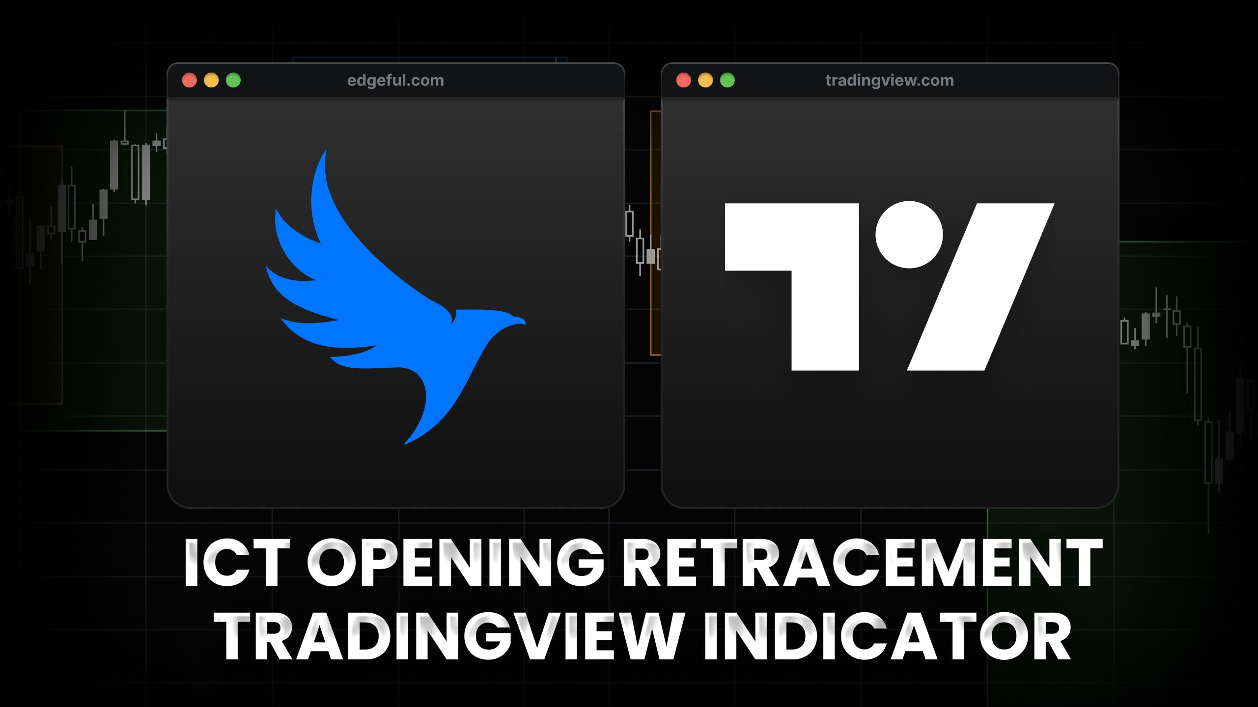 feature image with text ICT opening retracement indicator on with edgeful and tradingview logos