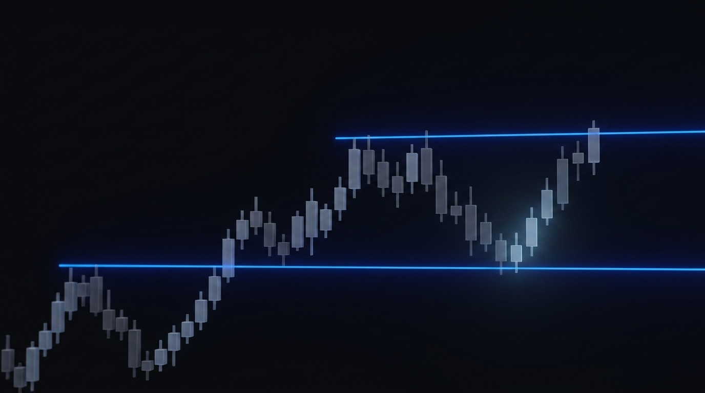 price action trading visualized with a support and resistance lines drawn on top of candlesticks