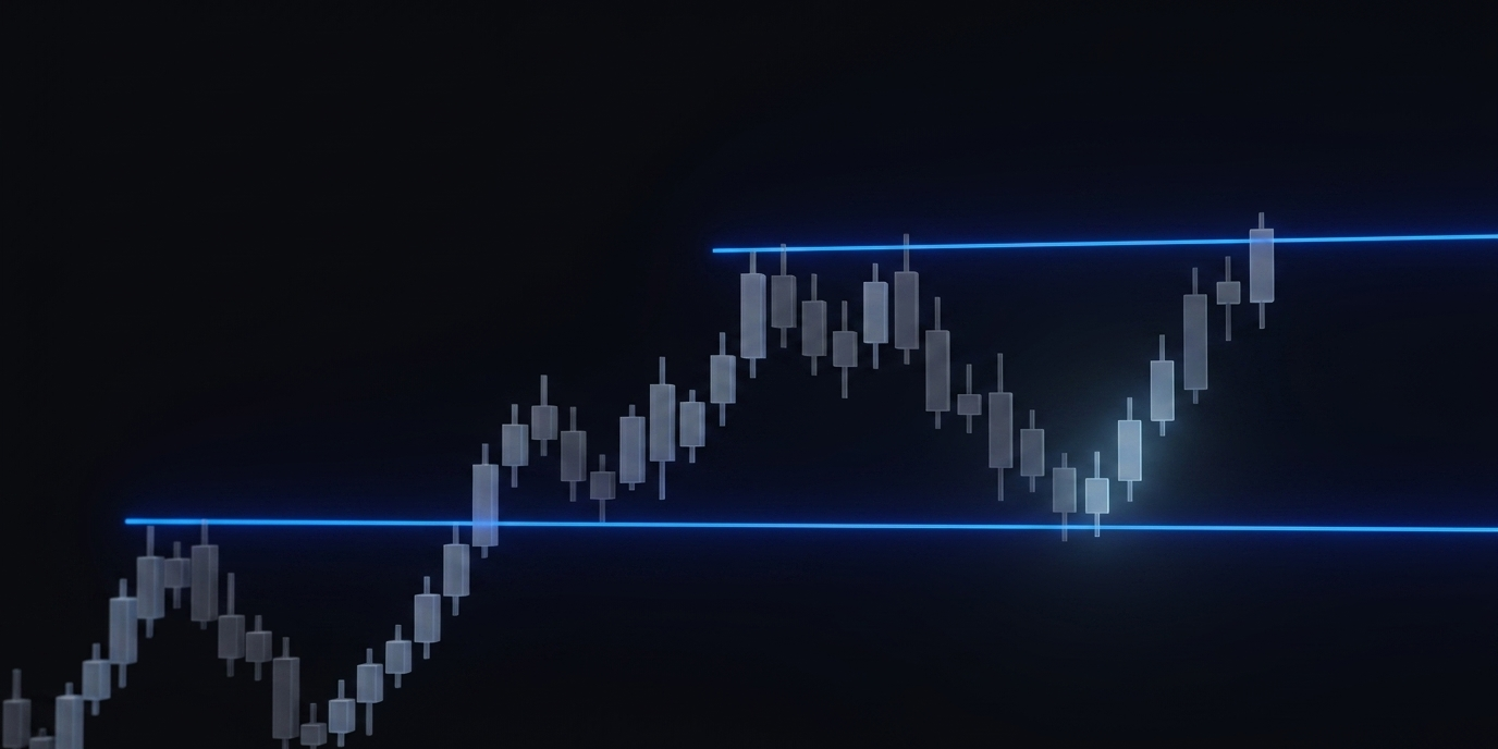 price action trading visualized with a support and resistance lines drawn on top of candlesticks