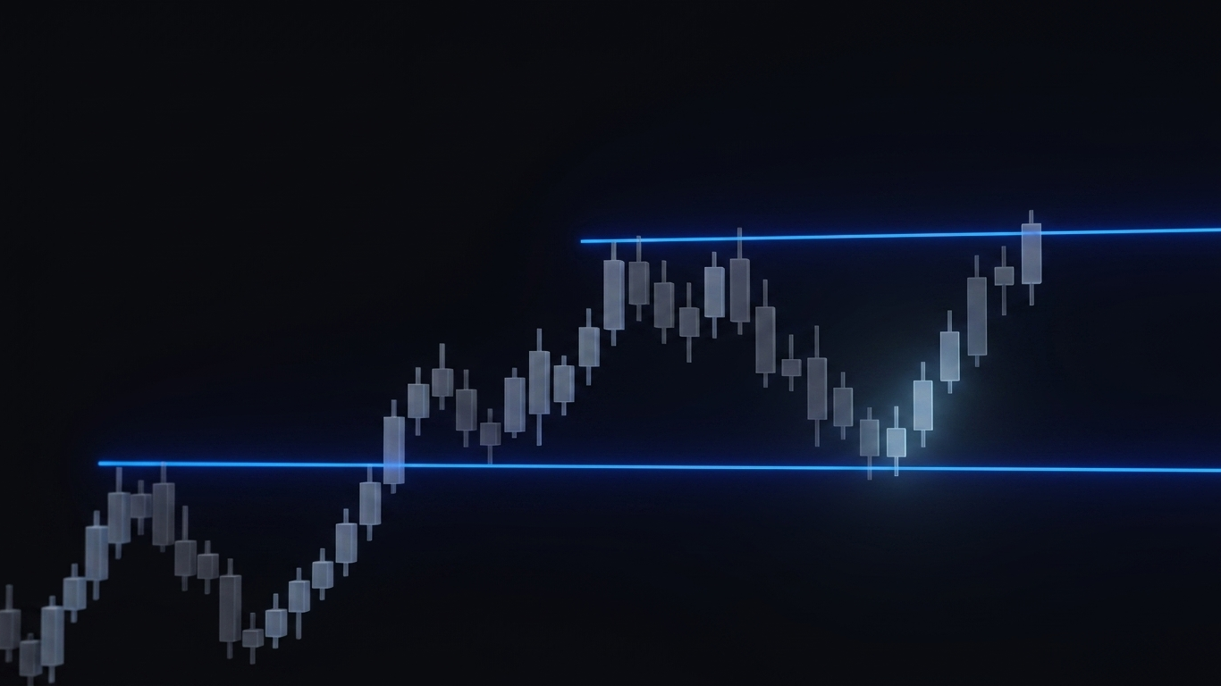 price action trading visualized with a support and resistance lines drawn on top of candlesticks