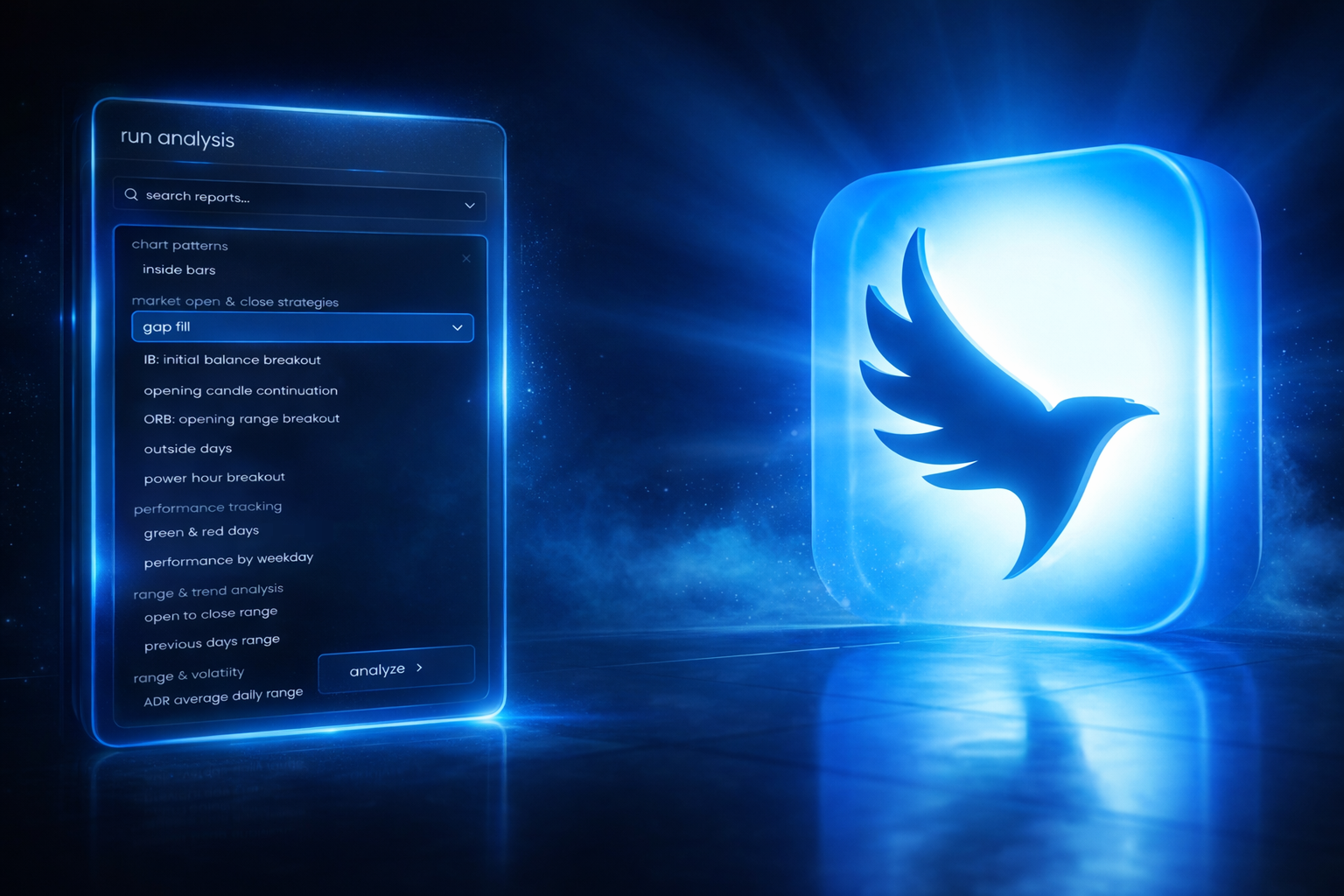 edgeful AI interface showing a trader loading report data and asking questions about IB patterns on NQ