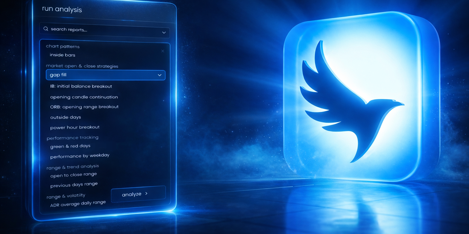 edgeful AI interface showing a trader loading report data and asking questions about IB patterns on NQ