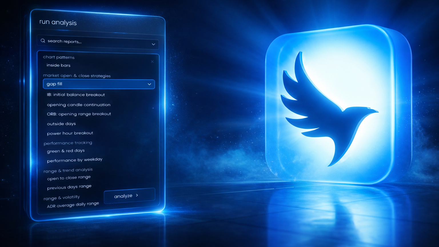 edgeful AI interface showing a trader loading report data and asking questions about IB patterns on NQ