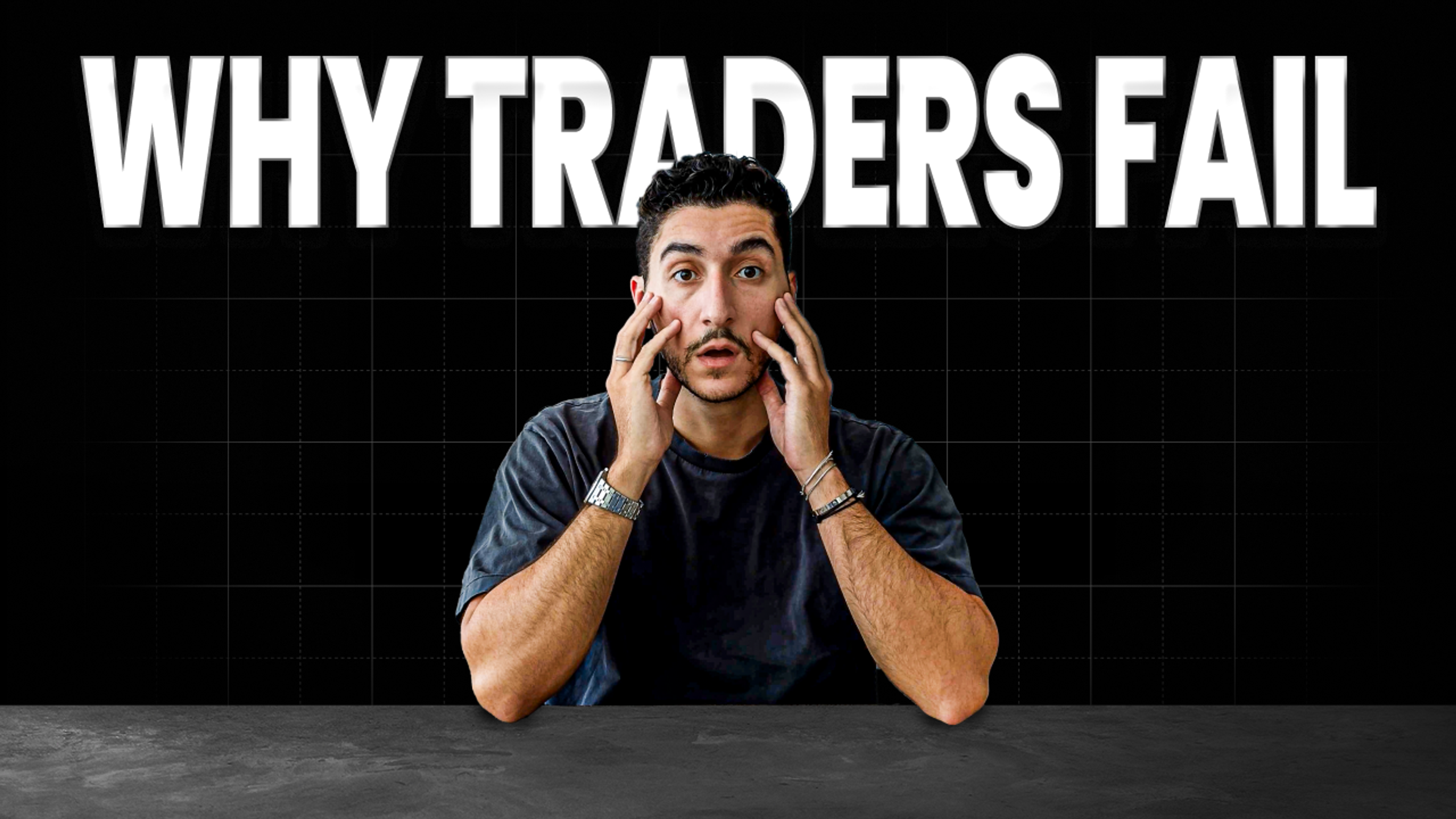 why traders fail feature image showing André with his hands on face, emotional that traders fail and don't use data in their trading