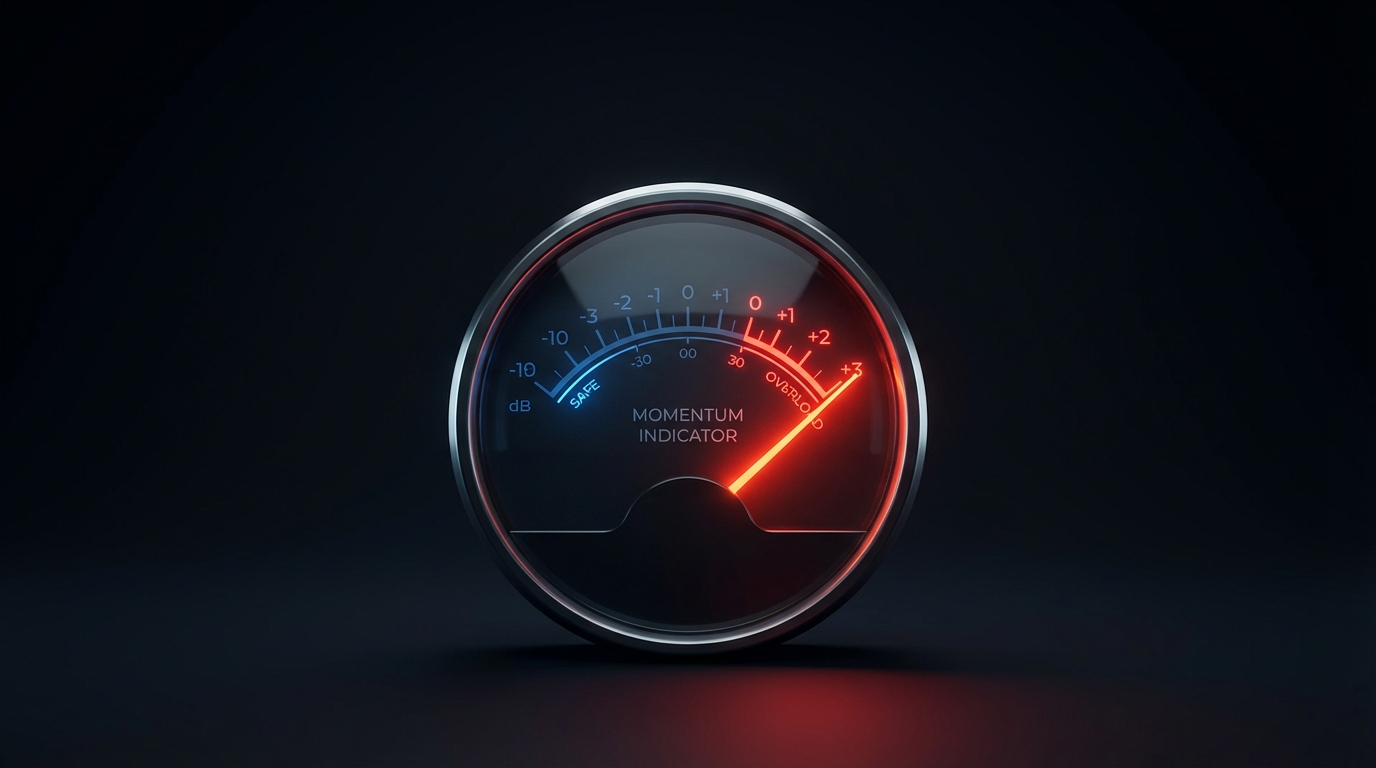 overbought vs oversold gauge showing extremely overbought readings on the right and extremely oversold readings on the left.