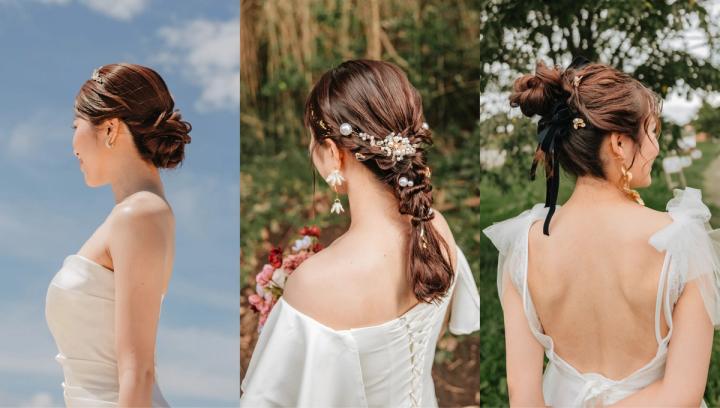 ヘアメイクを受ける新婦