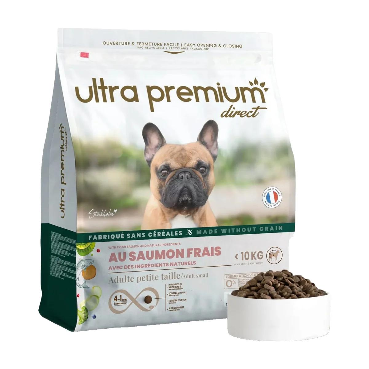 Ultra Premium Direct Croquettes sans céréales au saumon frais pour chien adulte de petite taille 7 kg