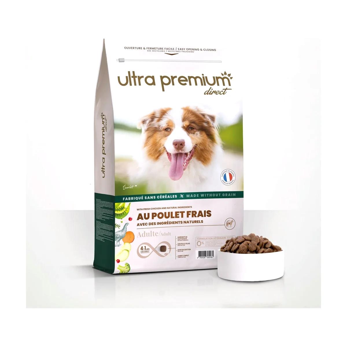 Ultra Premium Direct Croquettes sans céréales au poulet frais pour chien adulte toutes tailles 12 kg