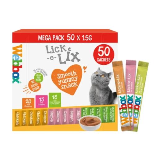 Webbox Lick-e-Lix pour Chat Assortiment Foie et Poulet et le Saumon (50x15 g), Webbox à Casablanca