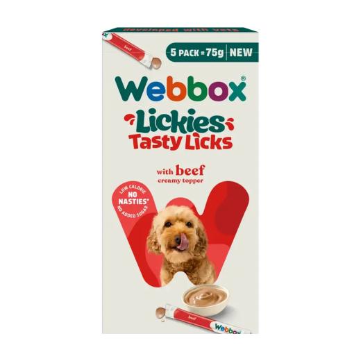 Webbox Lickies Tasty Licks Friandises crémeuses au bœuf pour chien 5 x 15 g, Webbox à Casablanca