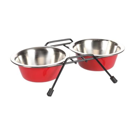 Flamingo Arjun Gamelles duo sur support rouge, argent et noir 2 x 220 ml, Flamingo à Casablanca