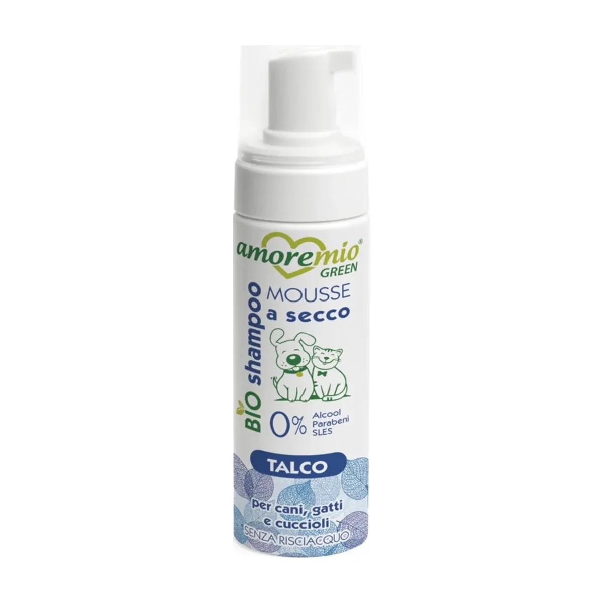 Amore Mio Shampoing sec au talc pour chien et chat 200 ml