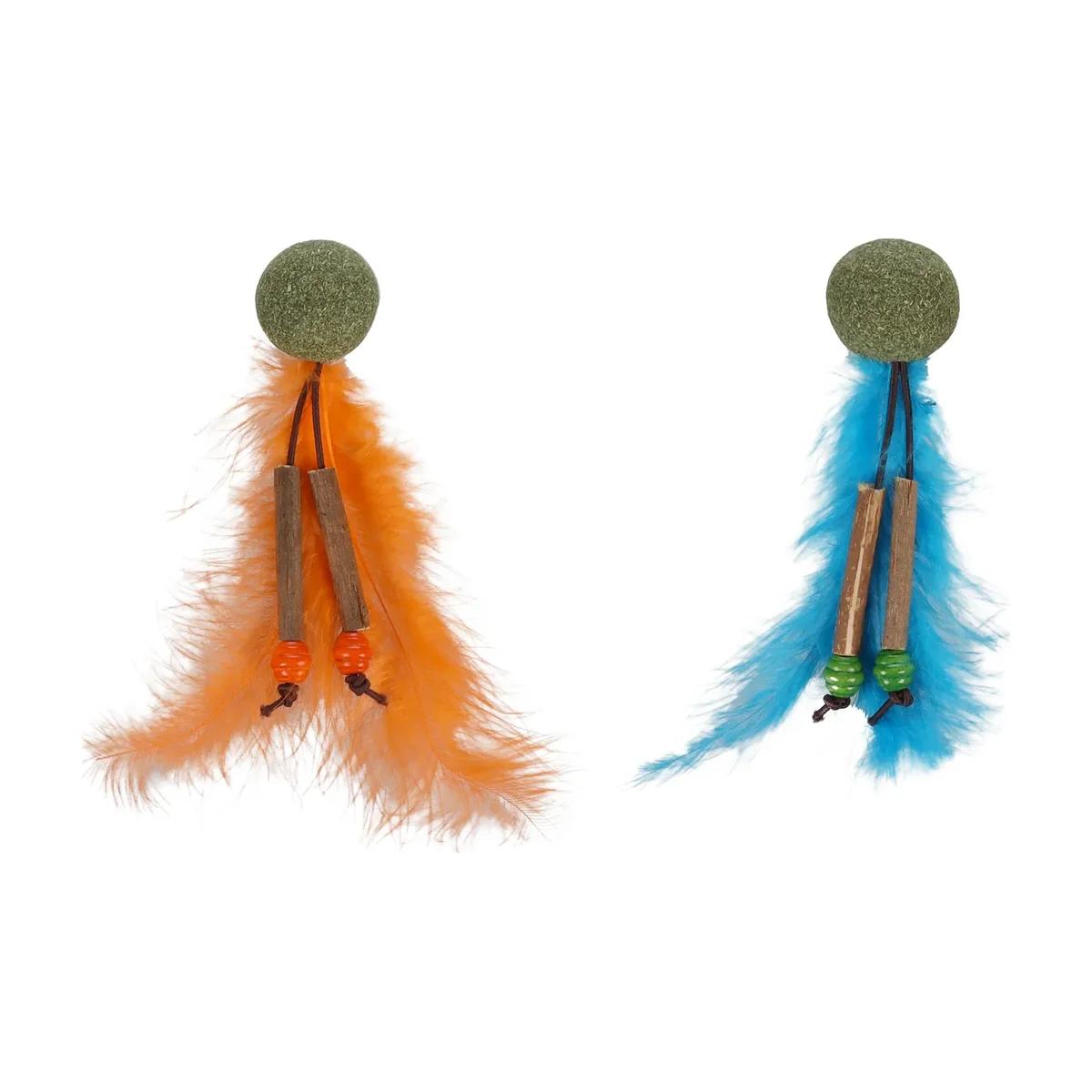 Boleo Jouet pour chat balle avec plumes, plusieurs couleurs