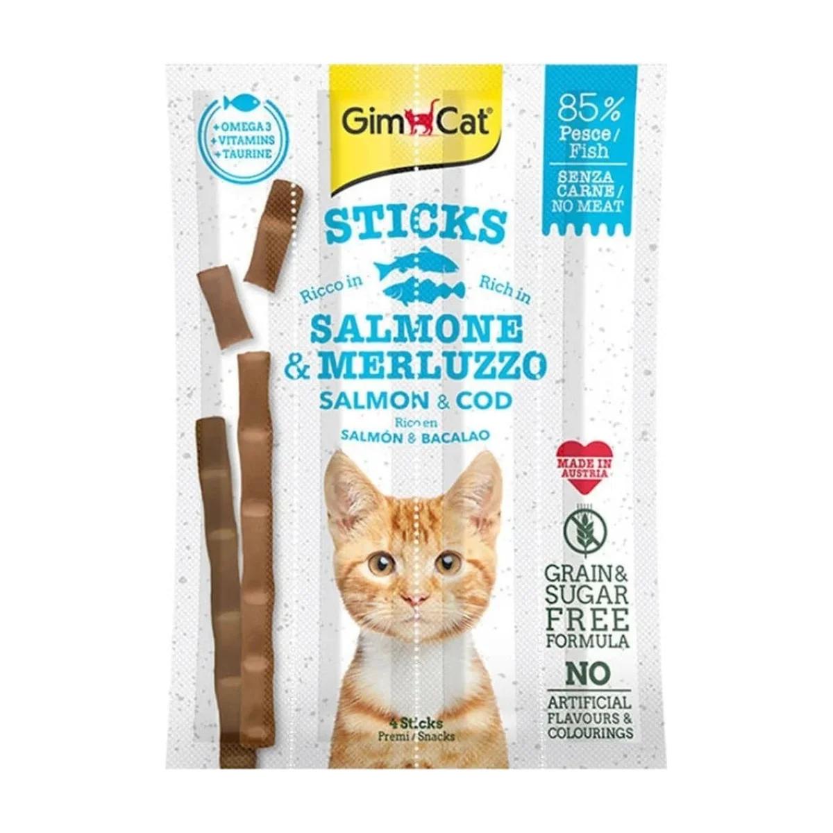 GimCat Sticks au saumon et à la morue pour chat 4 x 20 g
