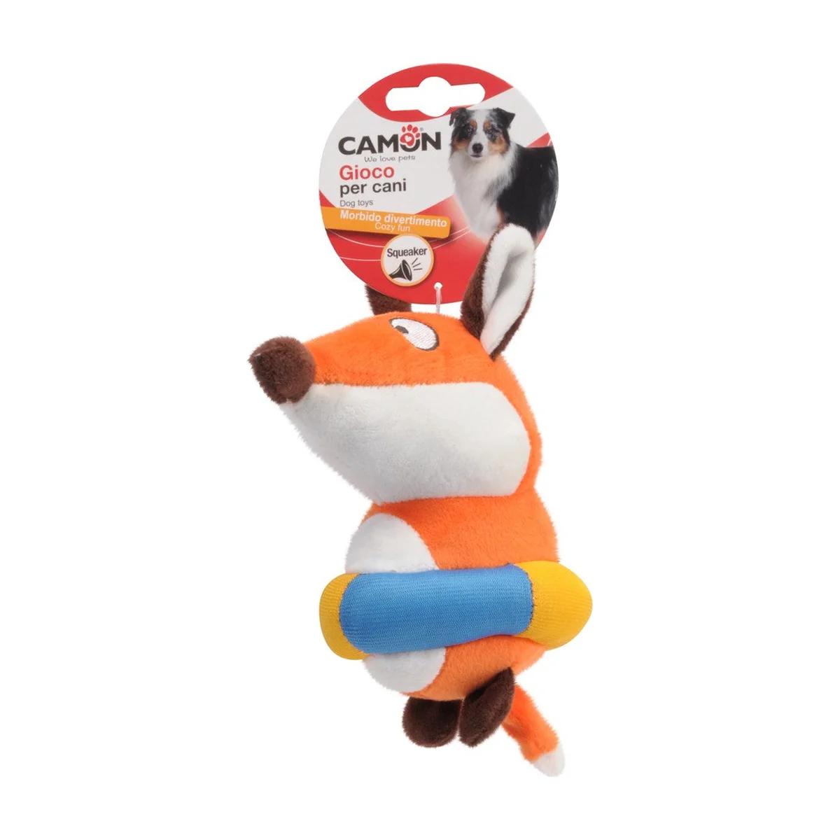 Jouet pour chien peluche renard avec couineur 14 cm