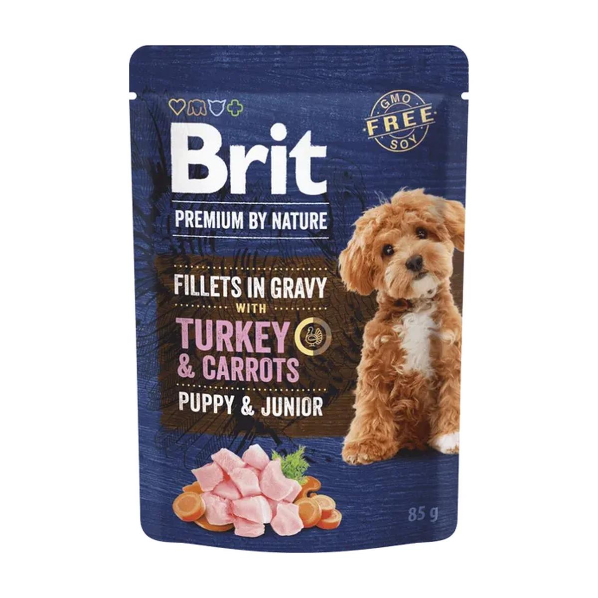 Brit Premium by Nature Aliment Humide Chien Puppy & Junior Filets en Sauce à la Dinde et aux Carottes 85 g